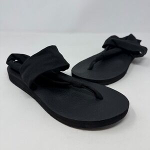 Sketchers Yoga Foam Flip Flops‎ Straps Sandals Slip On Stretch Black Women's 8